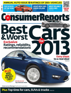 Лучшие авто 2013 по мнению Consumer Reports